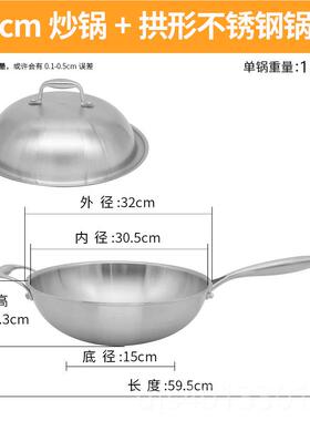 高档德国04不锈钢炒锅5层加厚26cm28c330cm323cm34cm6cmm384042电