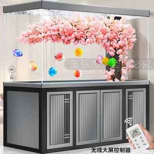 大型鱼缸水族箱客厅落地底滤免换水龙鱼缸超白玻璃办公室隔断屏风