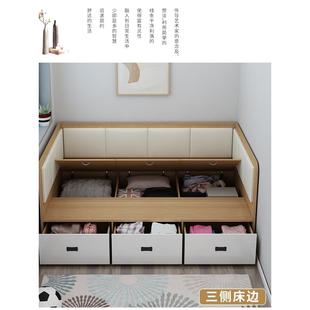 定制小户型高箱床儿童储物床1.2m简约带围栏榻榻米床多功能沙发床