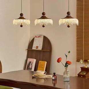 中色古过892风卧室床头吊灯可升降水桌滴复古胡桃木法式餐道玄关