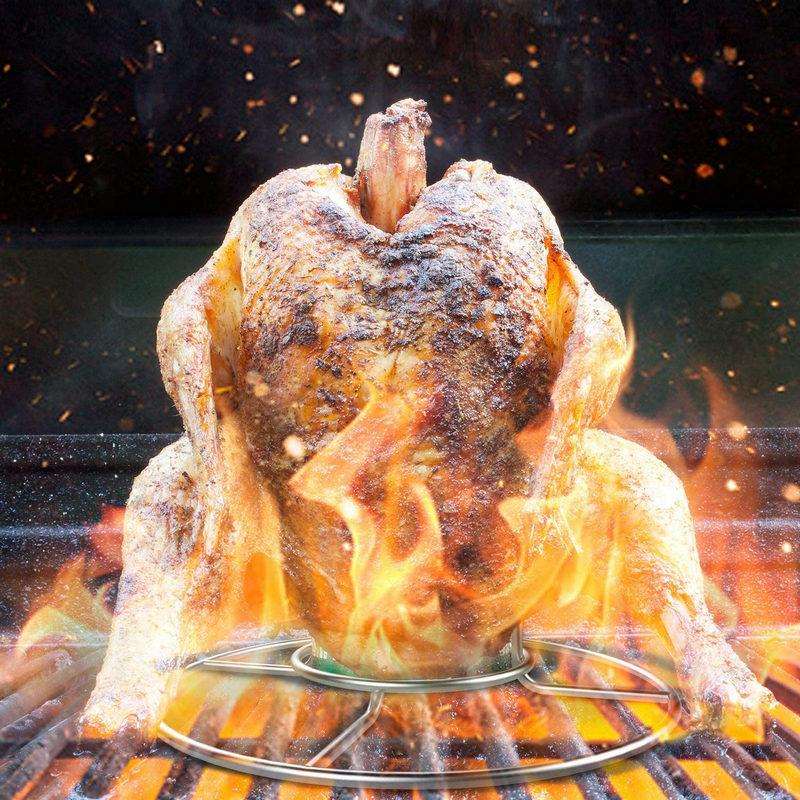 亚马逊304不锈钢电镀烤鸡架家用BBQ烧烤架户外用品可拆卸烧烤炉