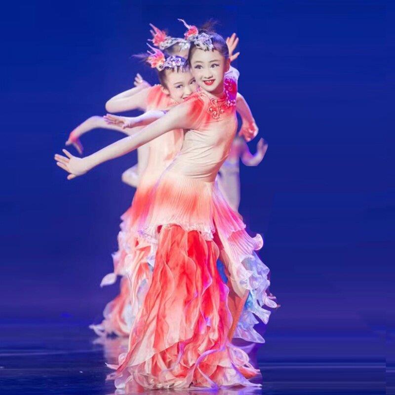 新款云波里锦鲤跃舞蹈演出服傣族少数民族鲤鱼小鱼唧唧鱼儿表演服