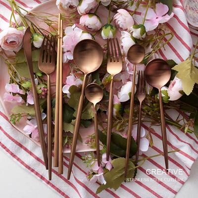 304 stainless steel fork knife spoon steak rose gold cutlery