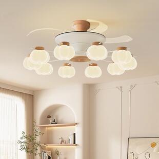 客厅吊灯风扇灯中古风美式乡村简约客厅主灯法式奶油风餐厅吊扇灯