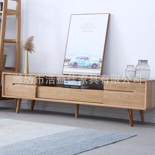 浩益佳北欧橡客厅诗云电视柜视白听双柜纯实木抽地柜12拉门电视推