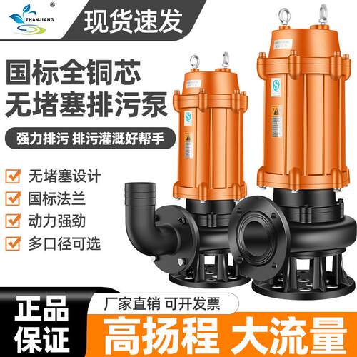 污水泵抽粪泥浆泵泥沙鱼塘三相抽水泵无堵塞高扬程排污泵国标380V