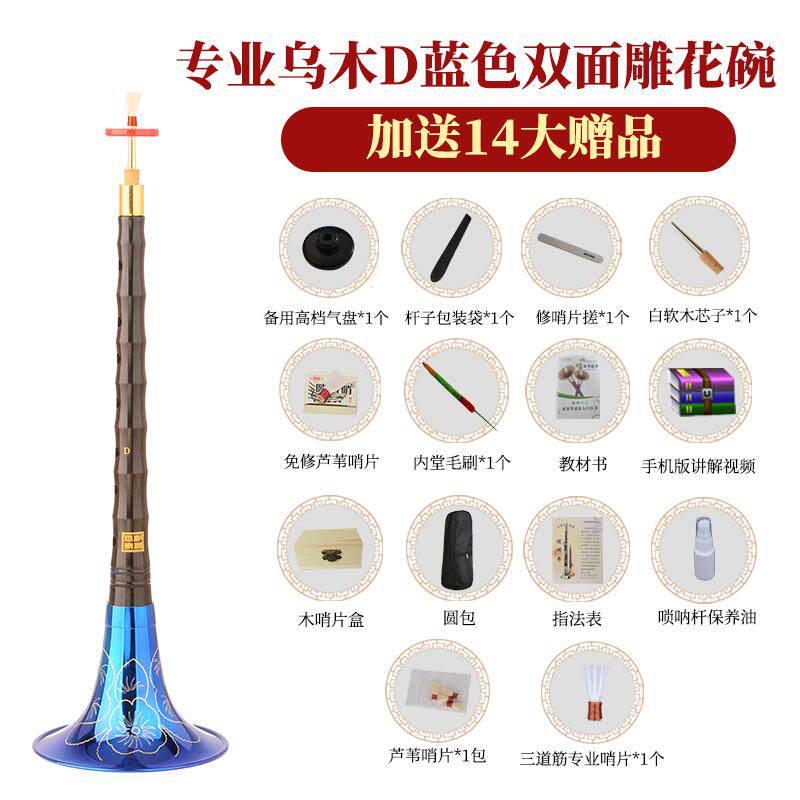 新款王级家彪乌木D调镜面唢呐乐器初族学者全堂套高喇叭民入门专