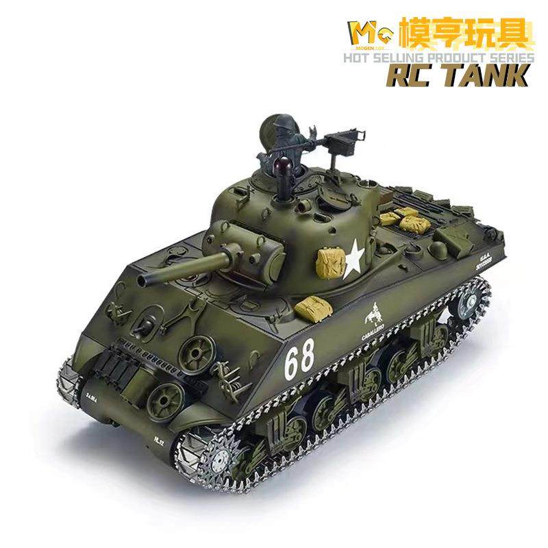 恒龙美军M4A3谢尔曼1:16遥控坦克越野车模型仿真声效商用3898
