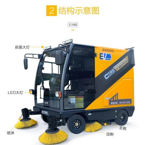 南博C195道路清扫车新能源纯电动扫地车工厂街道环卫小区用保洁车