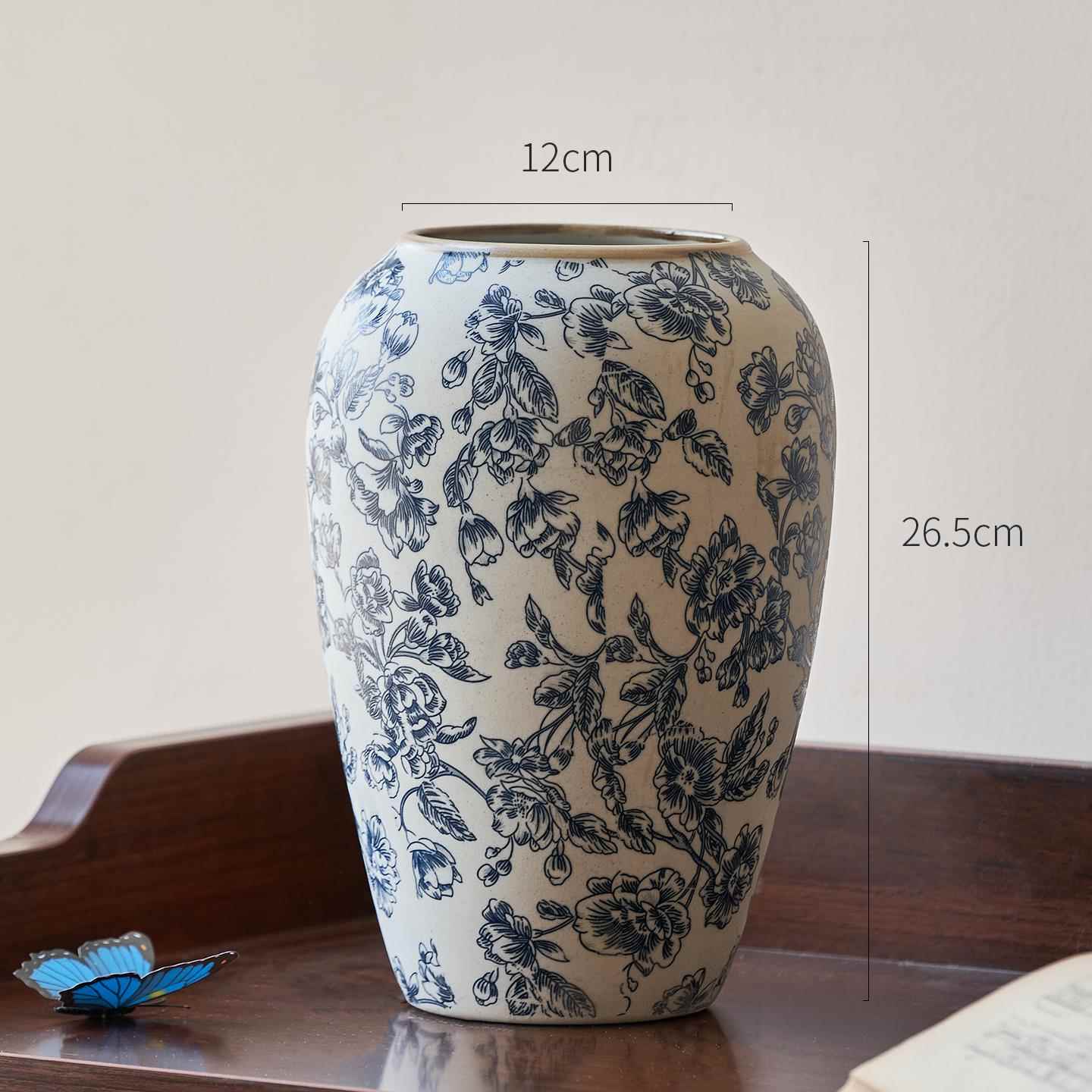 高档值景镇青花陶瓷花瓶中式覆古德高颜客厅桌面水培干干鲜花插花