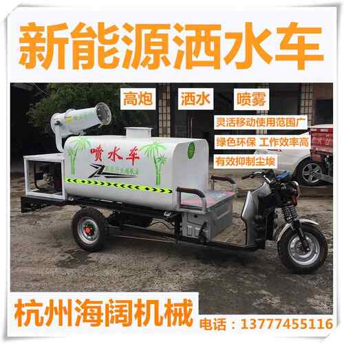 电动雾炮洒水车工地除尘电动三轮洒水车新能源高压水泡喷洒车
