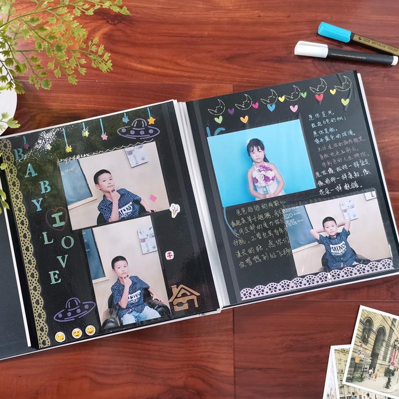 批发宝宝日记成长记录册16寸粘贴式覆膜手工diy相册本纪念册 家庭