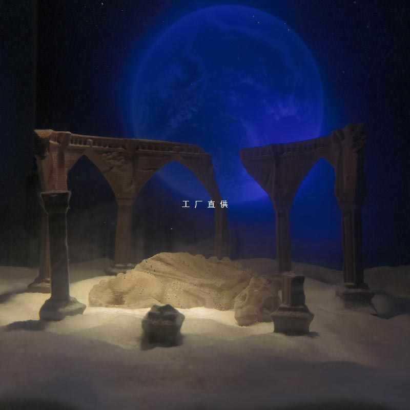 冬官手作水泥鱼缸造景摆件装饰品苔藓盆微景观废墟建筑物景