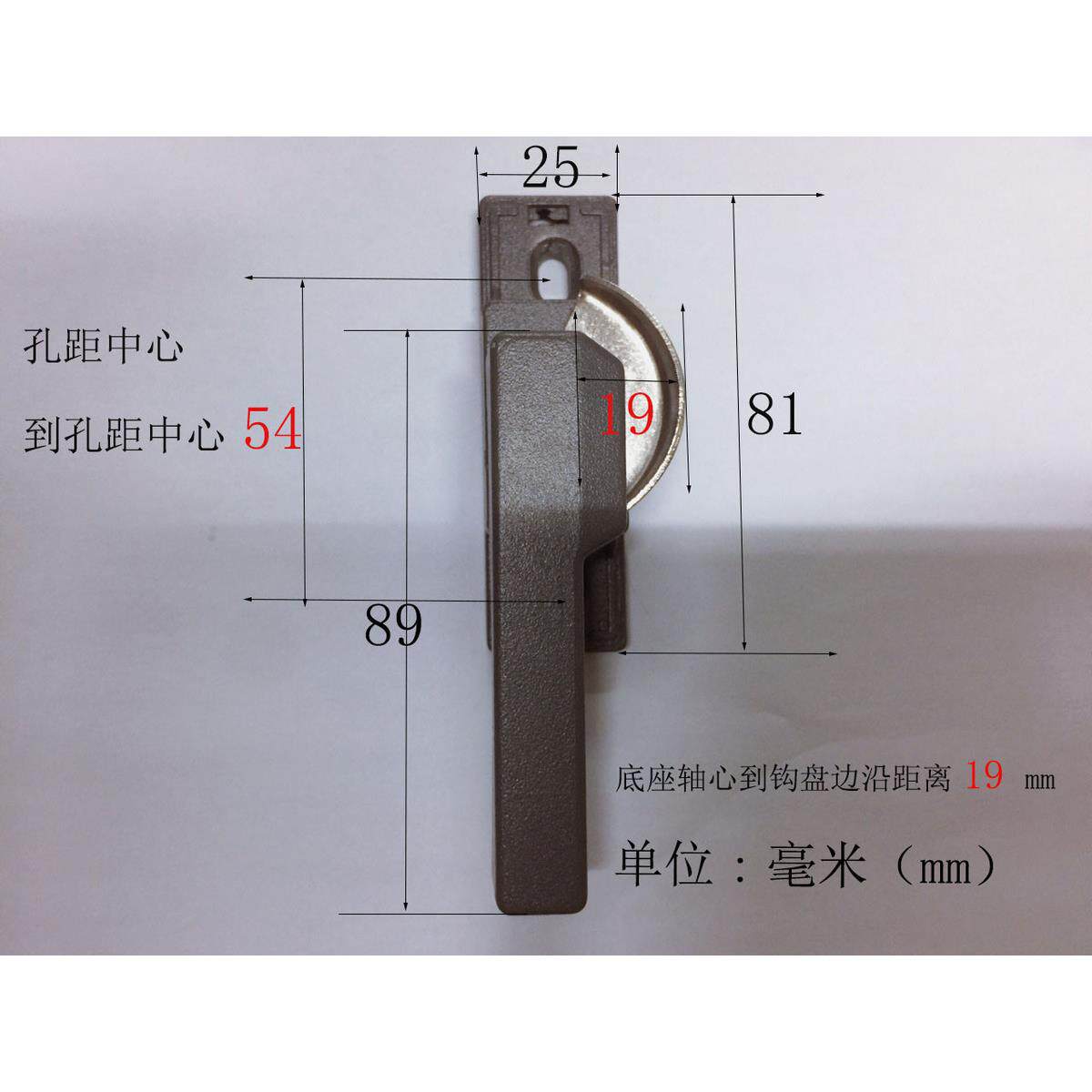 豪华大方柄窗锁带钩子80断桥门窗锁方柄月牙锁五金钩锁断桥铝锁扣