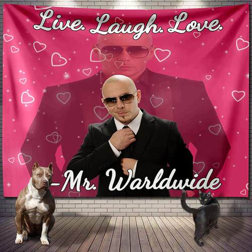 Mr 305 Pitbull Worldwide Hippie Tapestry Fabric Macrame Wall