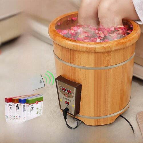 杉琦泡脚桶木质洗脚盆家用加热恒温高深桶过小腿熏蒸桶足浴木桶