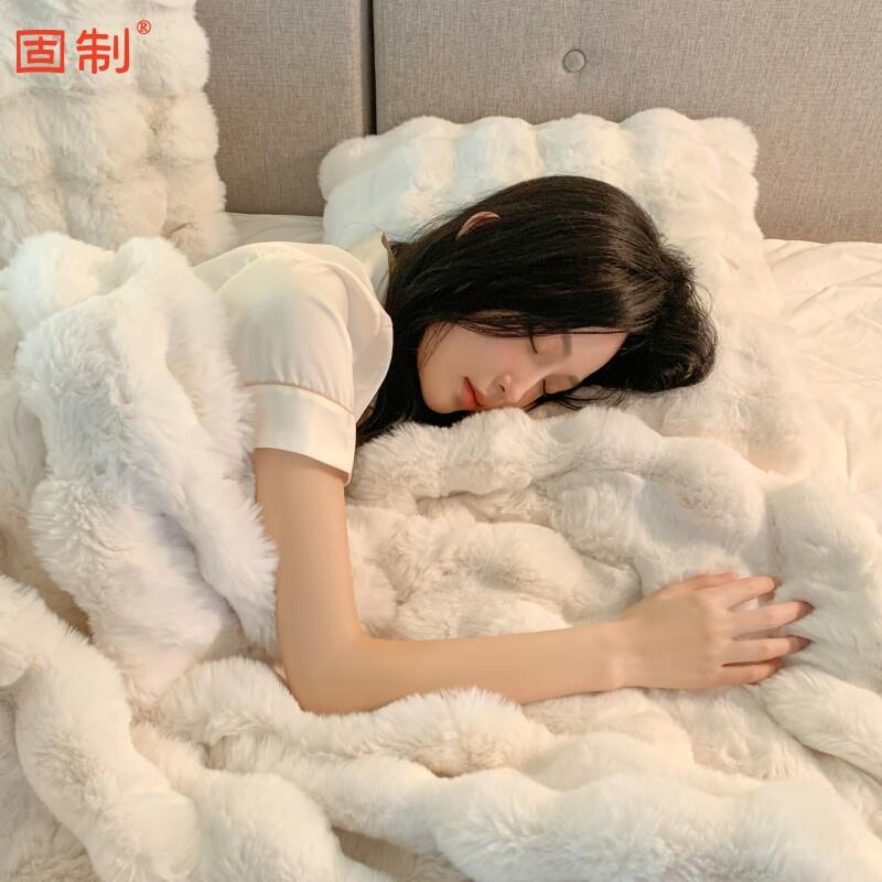 托斯卡纳兔毛绒毛毯冬季加厚高级感办公室沙发午睡毯空调毛毯盖被
