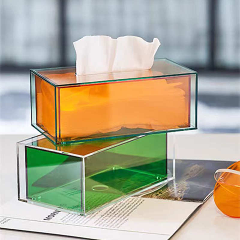 透明亚克力餐桌纸巾盒高档抽纸盒茶几客厅创意洗脸巾亚克力纸巾盒