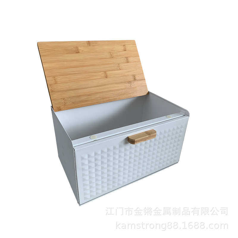 货源方形竹盖面包收纳箱大号烘焙掀盖厨房整理盒现货批发