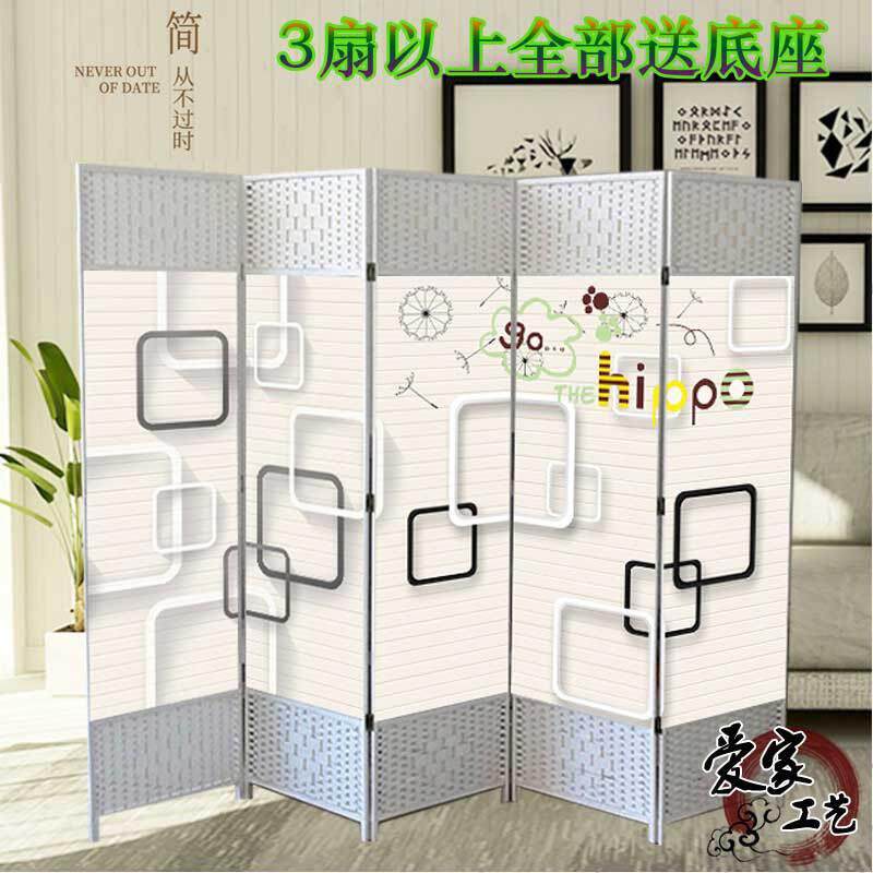 XZFJ001现代欧式木制折叠屏风环保可 卧室客厅玄关用松木油画布材