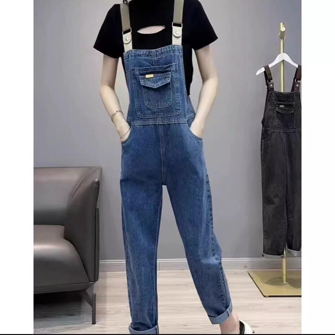 极速网红牛仔背带裤女2026春秋女装新款小个子高腰宽松减龄直筒连