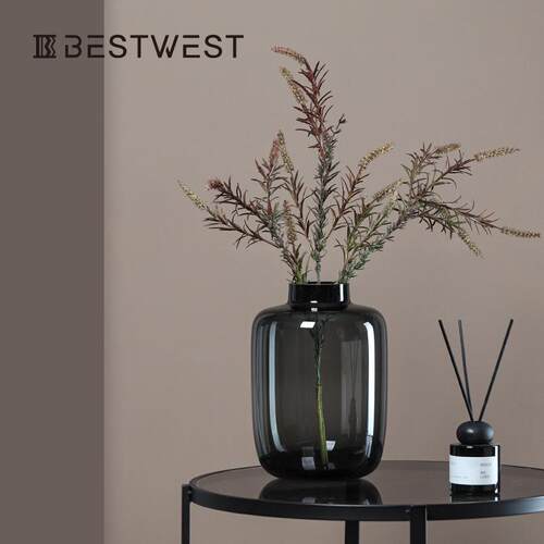 Best west 创意雾紫色水培玻璃花瓶 软装家居客厅鲜花水培插花器
