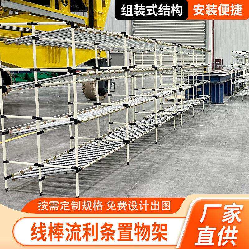 线棒流利条精益管货架周转料架可移动先进先出滑轨滚轮复合置物架