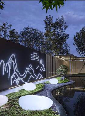户外草坪发光坐凳酒店商场园化大石头LED01防公水景观亮院装饰庭