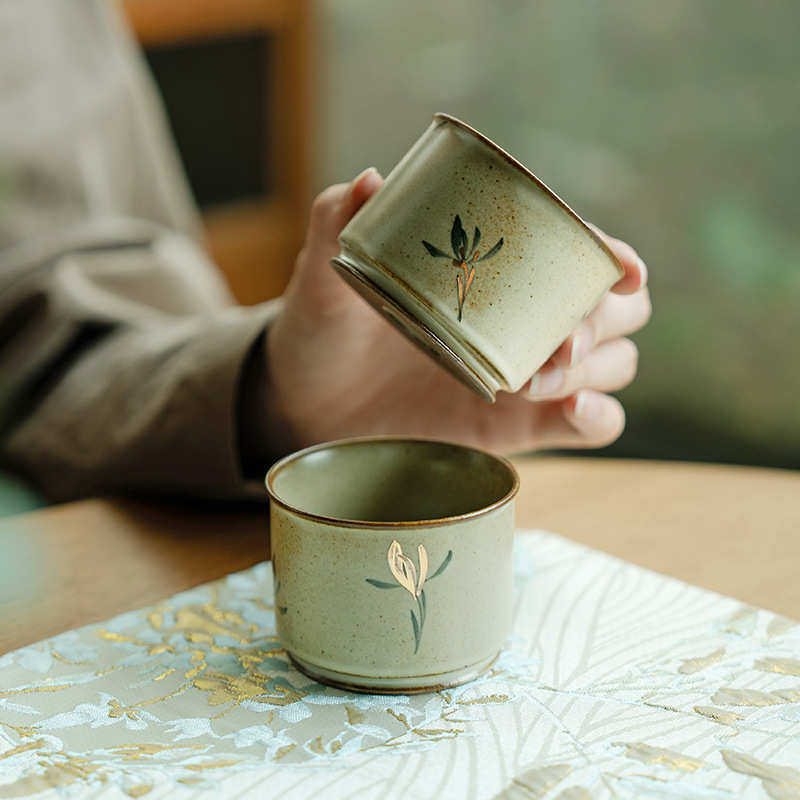 杯主人蝴蝶品茗纯茶杯杯手绘兰花茶具大容量女士功夫描金仿古,餐饮具,茶杯,淘宝优惠券,粉丝福利购,淘宝优惠卷