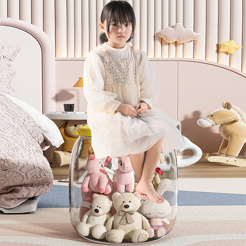 娃娃收纳桶玩具收纳箱装毛绒玩偶公仔的收纳盒神器凳子透明整理筒,收纳整理,收纳凳,淘宝优惠券,粉丝福利购,淘宝优惠卷