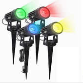 一拖四草坪灯聚光灯地插灯庭院灯RGBW七彩灯光户外防水绿化照树灯