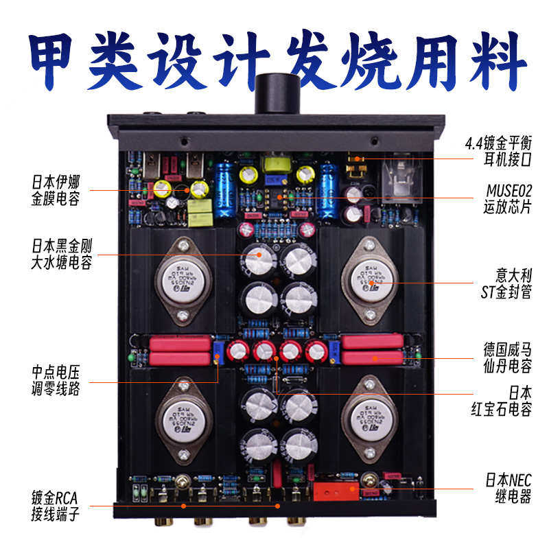 新品 纯甲类HIFI发烧耳放4.4平衡大推力桌面台式耳机放大器前级机