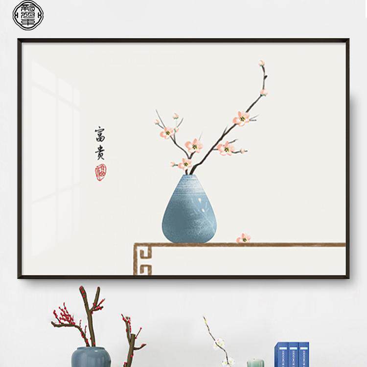 新款中式电表箱装饰画免打孔餐客厅配电闸信号箱开关盖板遮挡挂画