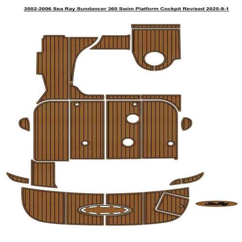 2002-2006 Sea Ray Sundancer 360 游艇船舶EVA柚木地板亚马逊
