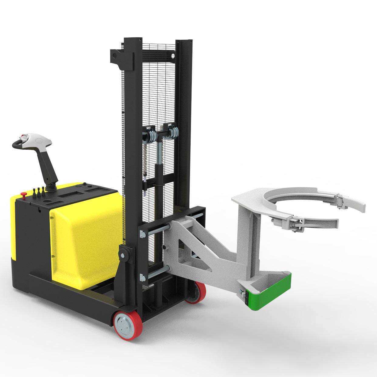 非标平衡重全电动堆高车油桶升高倒料车圆桶翻转车电瓶铁桶装卸车