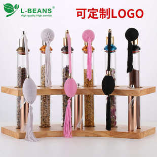 咖啡豆闻香瓶展示架分装玻璃试管6孔展示架实木密封罐保存收纳