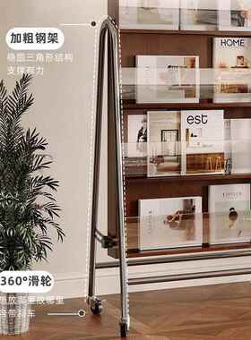 客厅移收GSU镜纳杂志架全身落地可动家用穿网衣镜红美式复古试衣