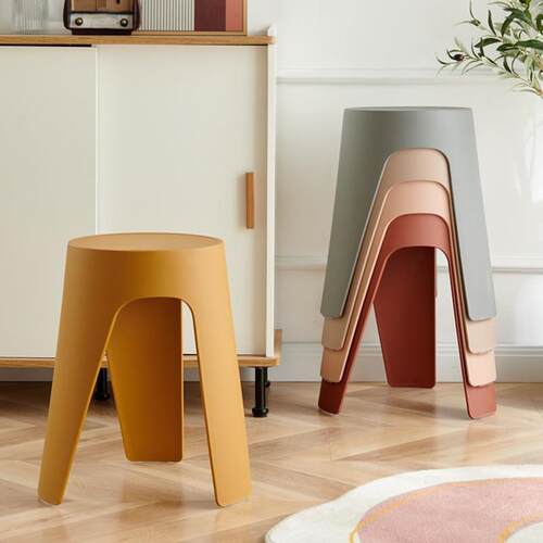 家用塑料凳子加厚可叠放餐桌板凳现代简约胶凳阳台餐厅圆凳备用凳