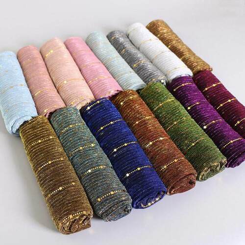 Women's silk glitter long scarf 女士丝亮片长巾围巾印度