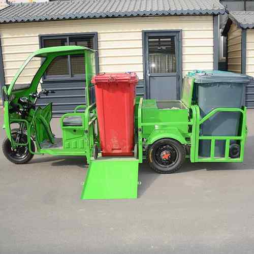 四桶挡板环卫车平板运输垃圾车电动垃圾清运车环卫保洁车