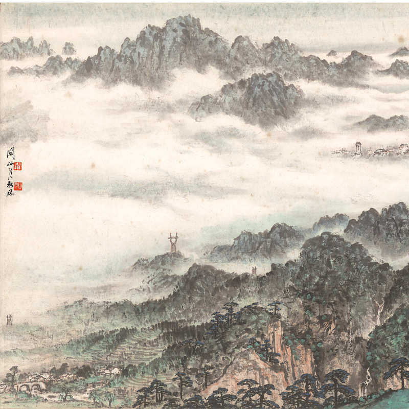 艺术微喷字画复制装裱国画宣纸画芯井冈山风景挂画大气山水装饰画