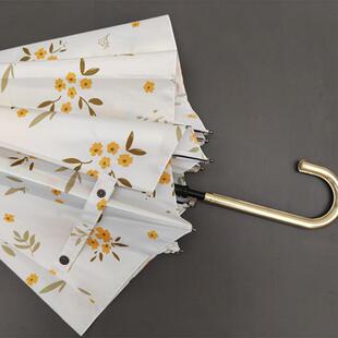 高档韩系i拍n柄s风好看适合照的黄钟花长自动伞直杆防风雨伞小清