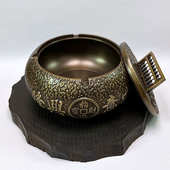 黄铜烟灰缸家用客厅个性 烟灰缸 创意带盖防飞灰高端大气多功能时尚