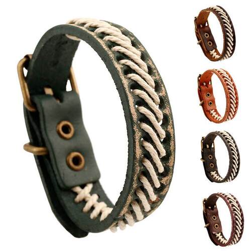 Vintage woven cowhide bracelet 复古编织牛皮手链