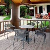 户外藤编椅子桌子组合露天餐厅庭院遮阳伞咖啡厅酒店防水防晒家具