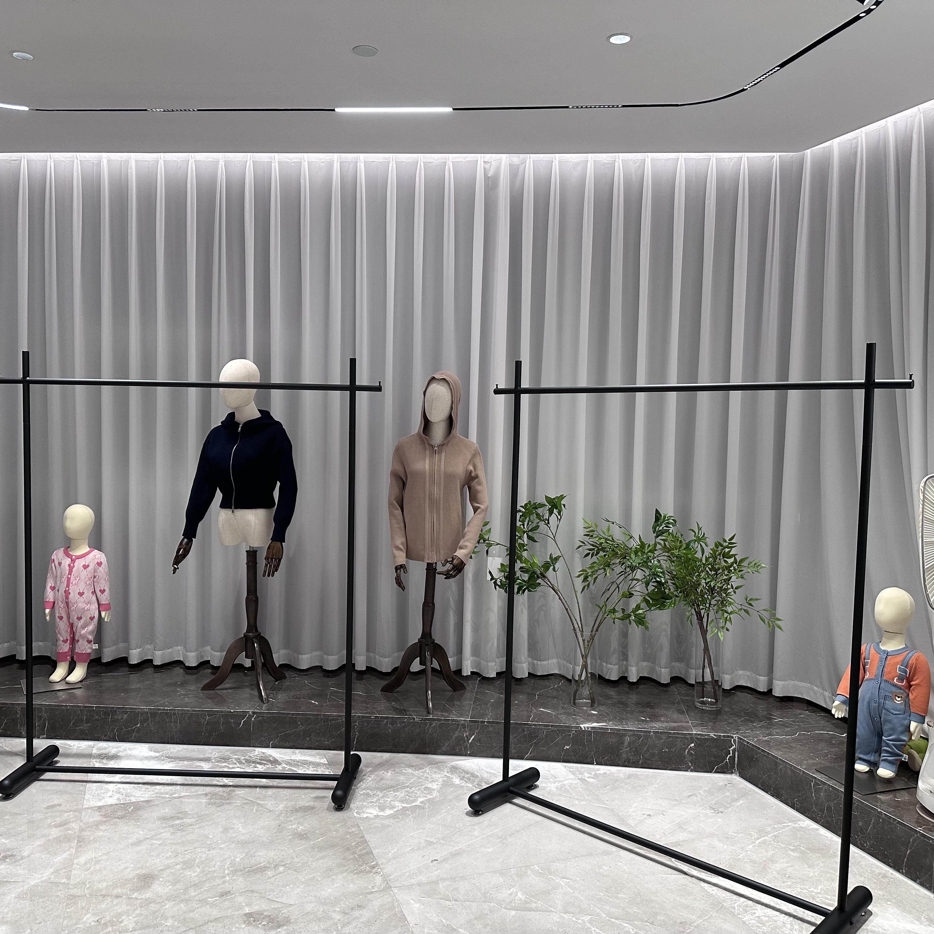服装店展示架落地式简约黑色货架衣服挂衣架女装店专用衣架陈列架