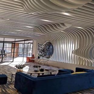 装修单板雕刻单板孔装饰弧形铝氟碳材料铝铝天花幕墙冲波浪铝门头