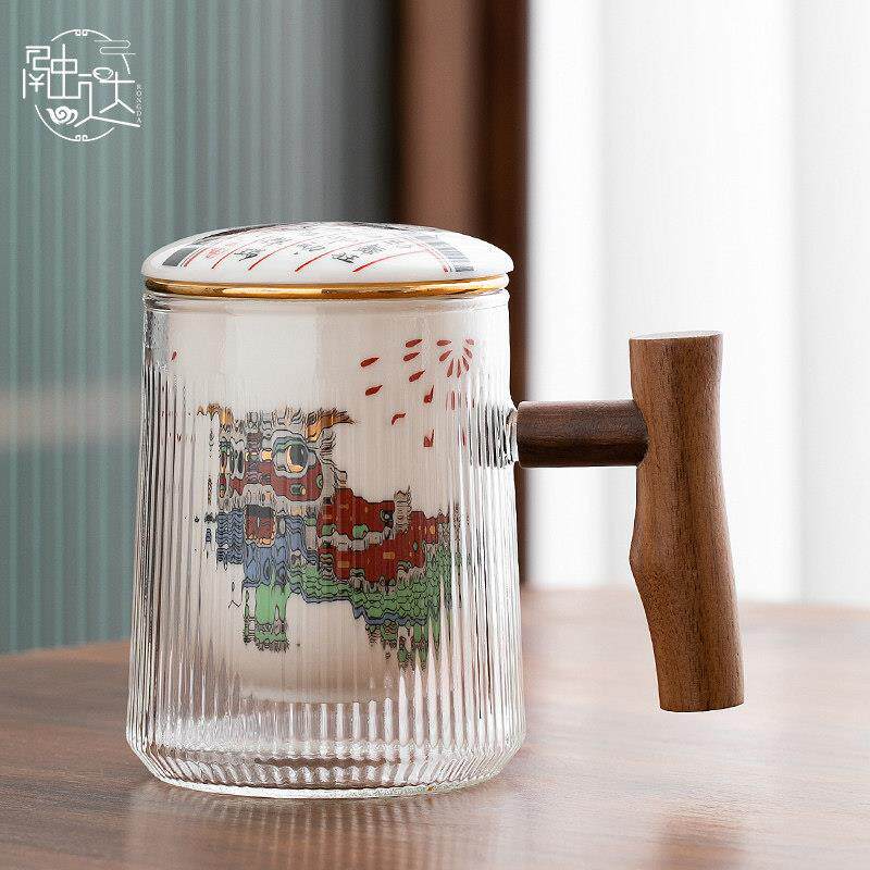 玻璃泡茶杯茶水分离茶道杯子带盖过滤水杯简约大容量家用办公礼盒