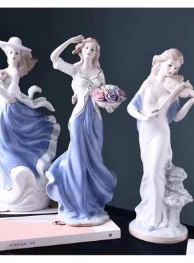 欧式酒柜电视柜装饰品工艺品家居饰品小摆设陶瓷雕塑摆件西洋聚彩