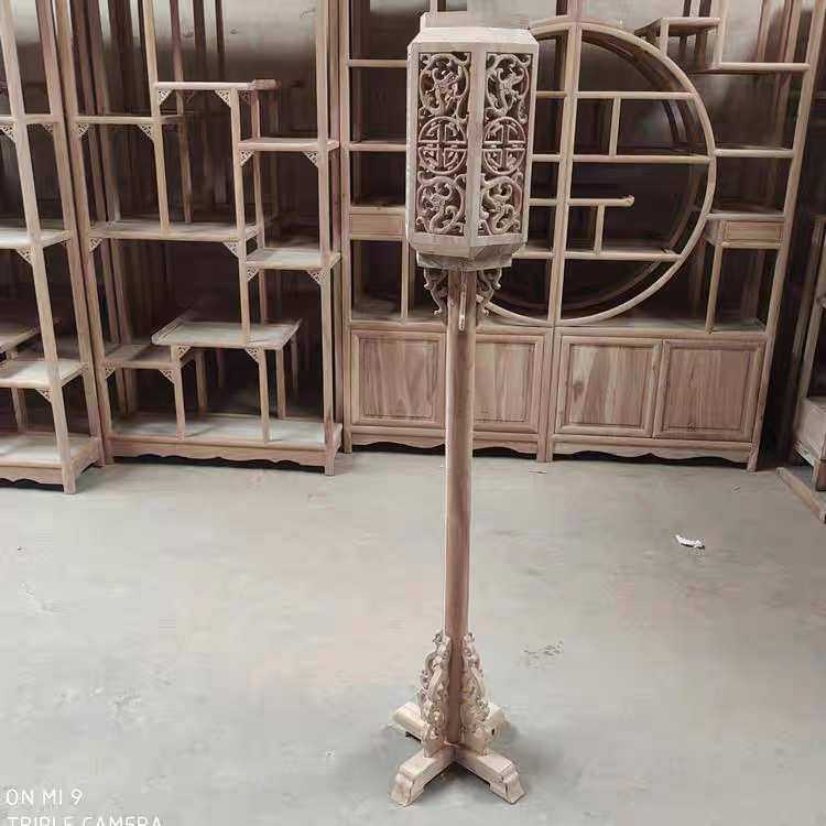 中式落地宫灯老榆木灯笼架白茬胚坯实木中国灯架古典路引立式台灯